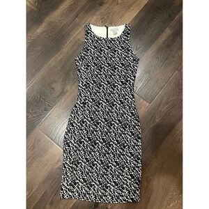 H&M Bodycon Dress Sleeveless Black White Print Fitted‎ XS